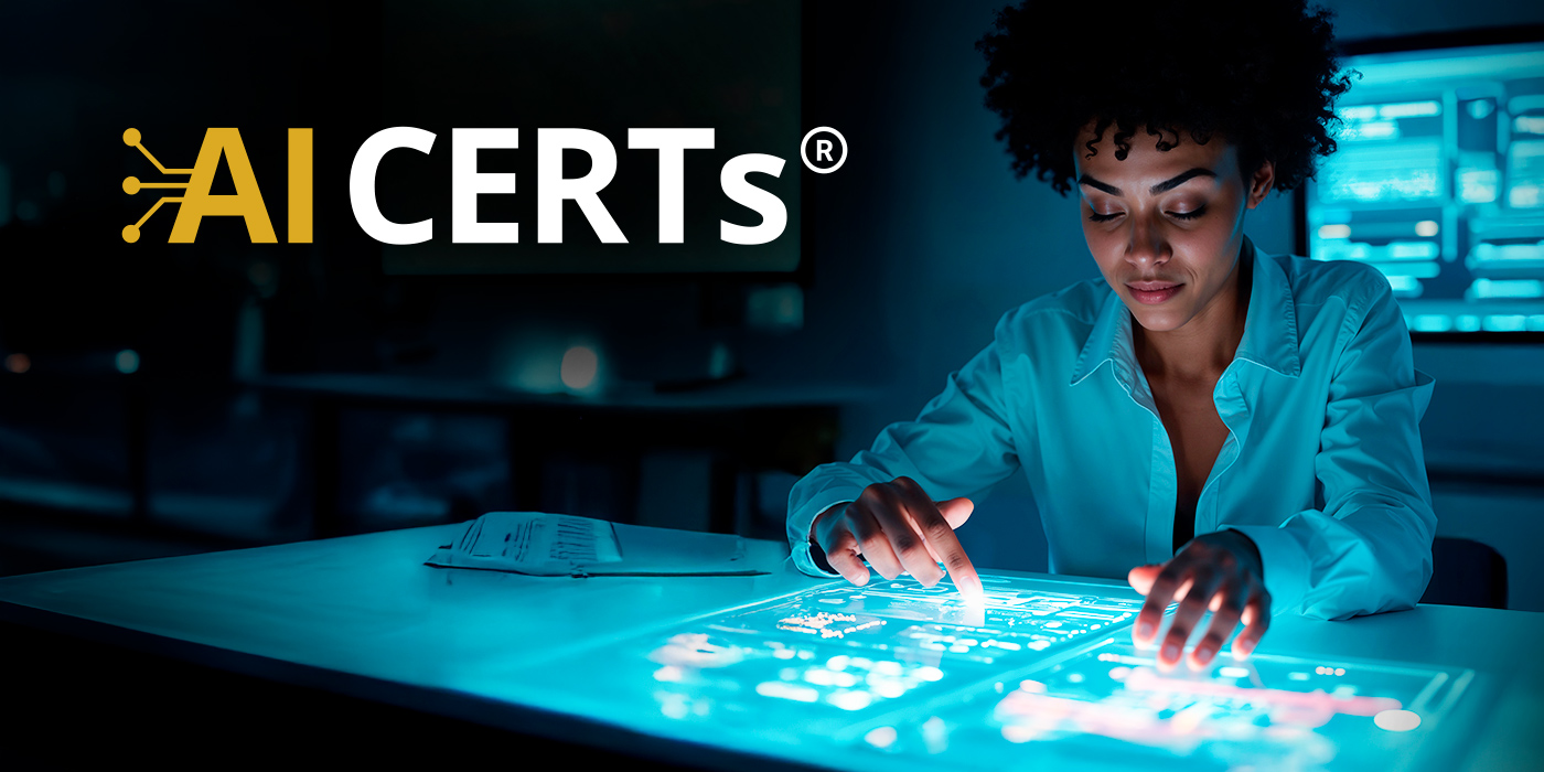 profissional de ti e logo da certificação ai certs